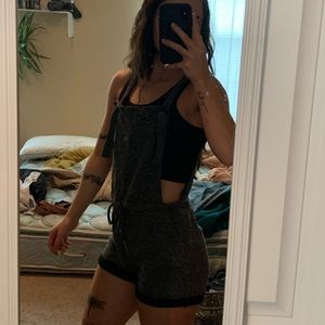 Comfy knit short overalls!